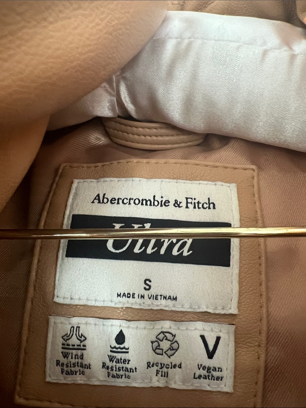 Abercrombie & Fitch Camel Tan Puffer Coat with Hood - Picture 2 of 3